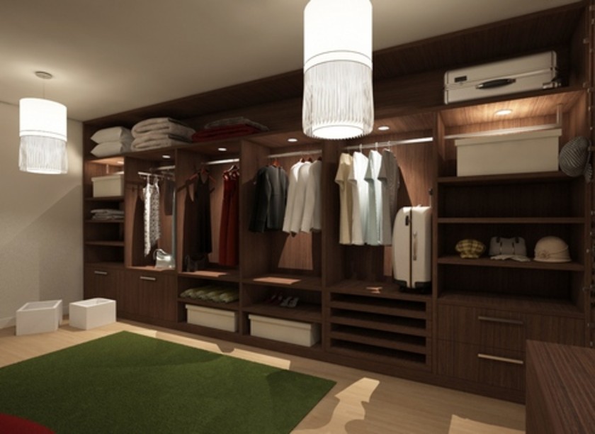 Классическая гардеробная комната из массива с подсветкой Астрахань