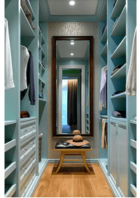 Параллельная гардеробная комната с большим зеркалом Астрахань